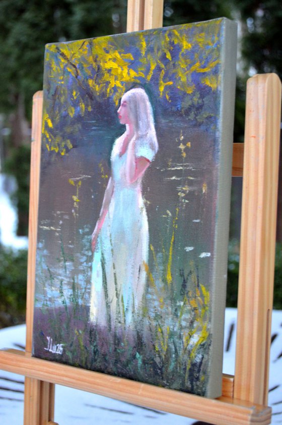 Sun-Kissed Harmony.  Miniature Figurative Oil