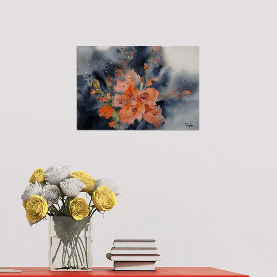 Gladiolus painting/ Red flowers art