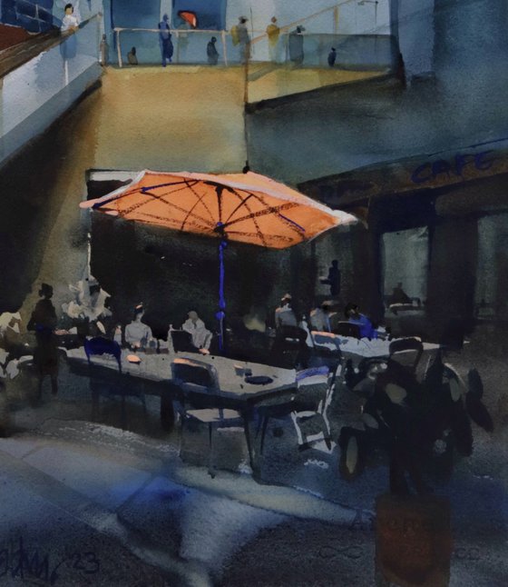 Cafe in urban valley
