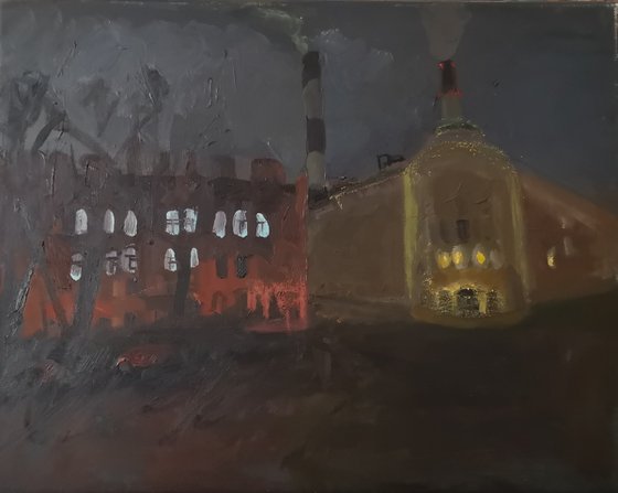 Cityscape with chimney