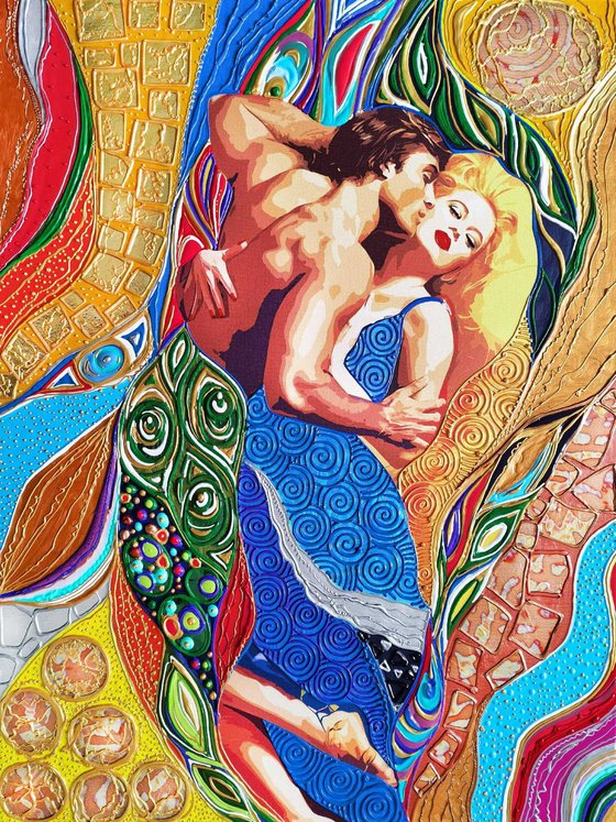 Love painting. Man and woman love couple portrait. Unique art gift for wife husband, Wedding Anniversary