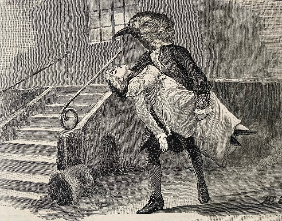 Surrealistic Portrait Collage By Tudor Evans, 7 X 5", Tribute To Max Ernst, Original Artwork