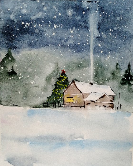 Christmas winter painting