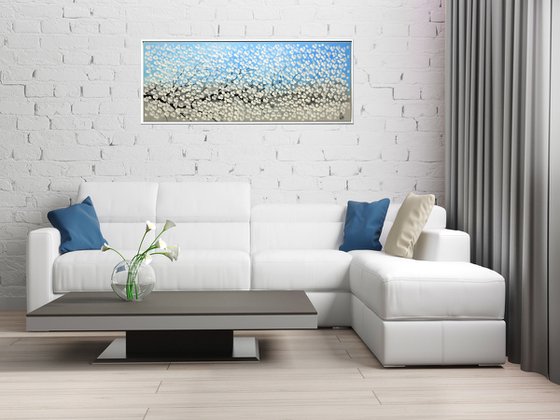 Romantic -  acrylic abstract painting cherry blossoms nature painting framed canvas wall art