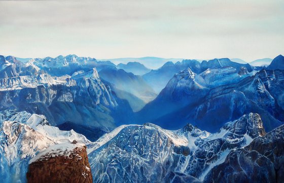 Mountains, mountain landscape, realistic nature painting, hyperrealism, realism painting