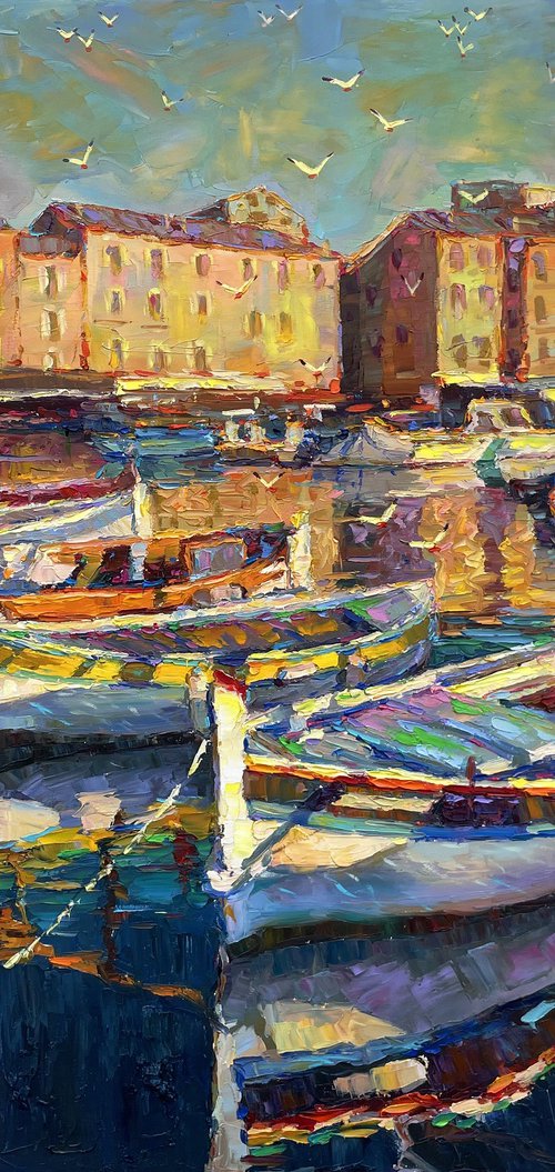 ""Boats at the pier"" by Evgeny Chernyakovsky