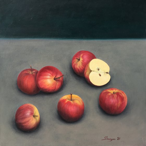 Still life-apple (40x40cm, oil painting, ready to hang)