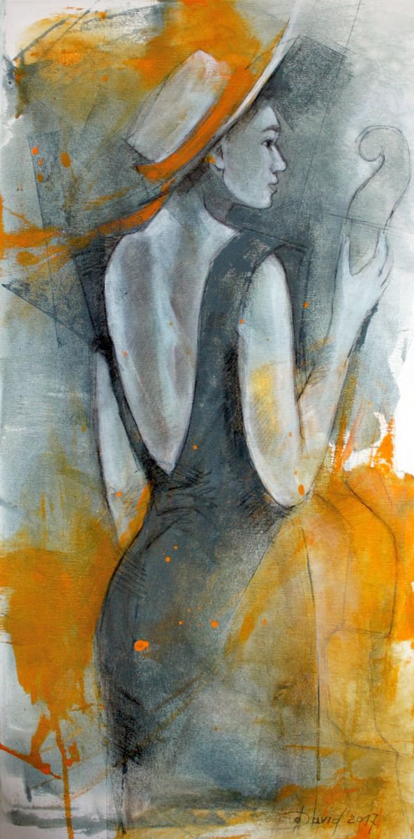 Portrait Acrylic Painting By Olga David, 16 X 31", Quartet Ii, Original Artwork