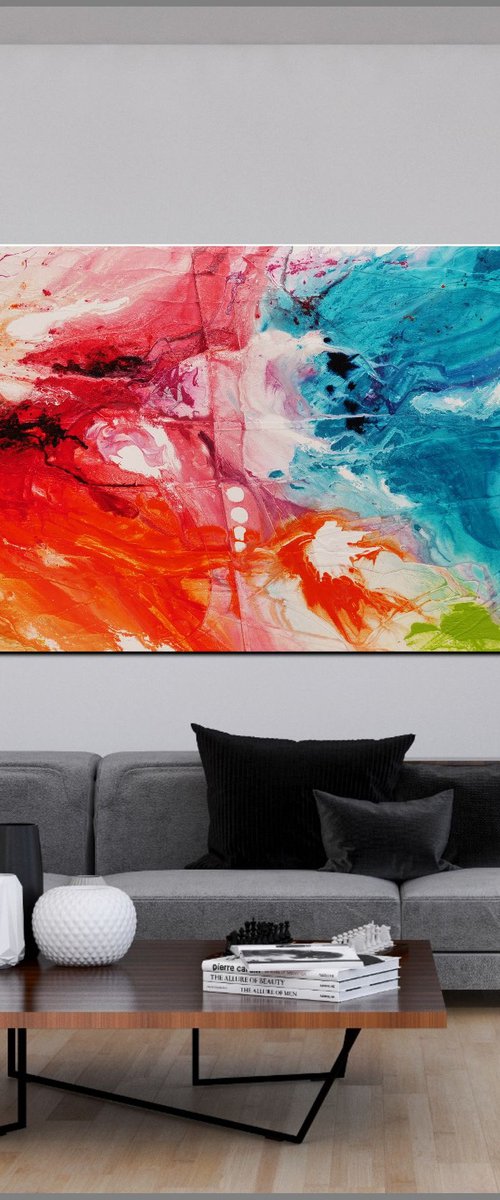 Colour Rapture 240cm x 100cm Colourful Textured Abstract Art by Franko