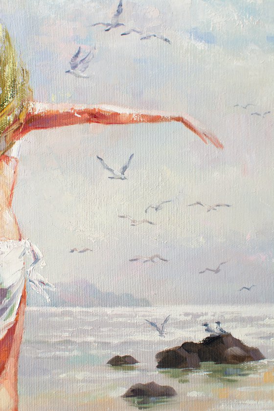 Like a bird by Yaroslav Sobol (Modern Impressionistic Landscape Oil Painting, Modern Figurative, Gift for nature lovers)