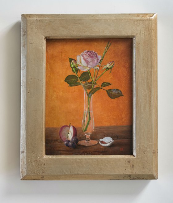Pink Rose with Shell and Fruit