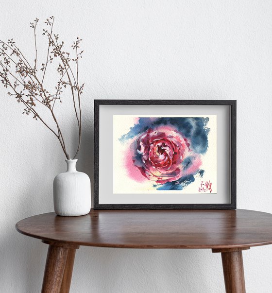 "Cosmic flower" original watercolor sketch small format