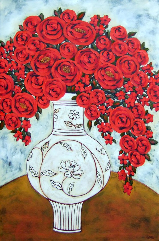 Rosa Milesia with Ivory Vase