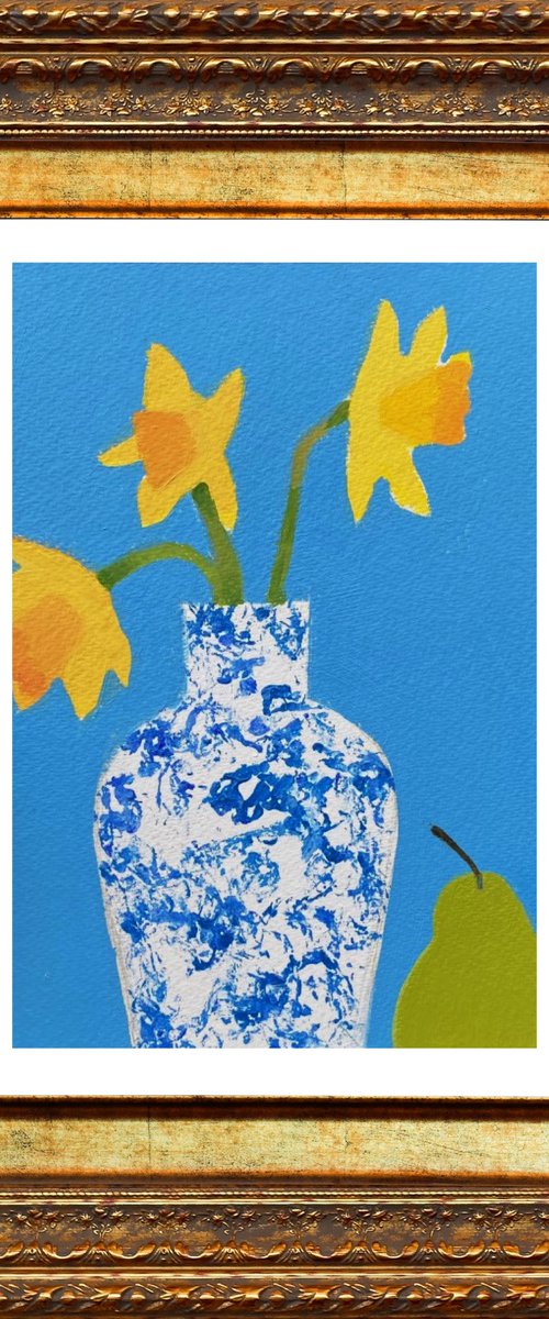 Daffodils in a Chinese Ginger Jar by Jan Rippingham