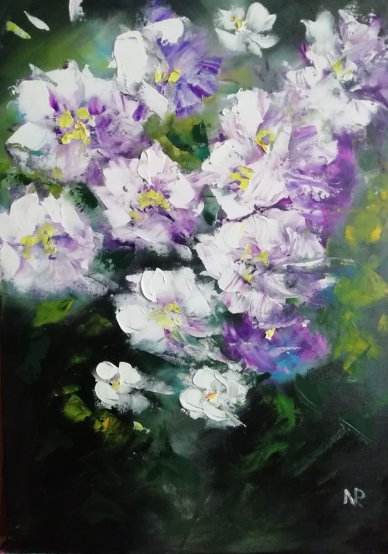 Flowers, floral oil painting, gift idea, original wall art, gift for her
