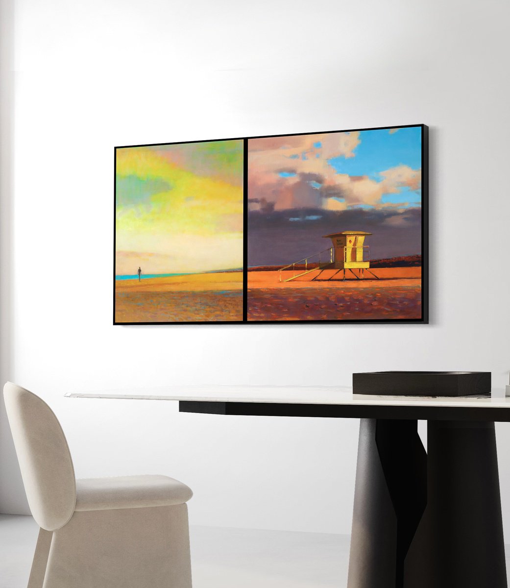 Impressionistic Landscape Oil Painting By Bo Kravchenko, 56 X 31, Memories Of The Future, Original Artwork