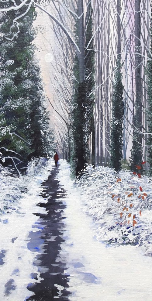 Snowfall On The Ivy Covered Poplars by Joseph Lynch