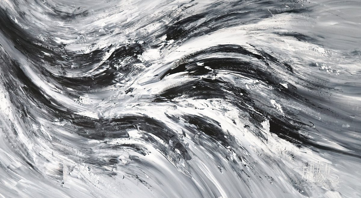 Black And White Waves C 1 by Peter Nottrott