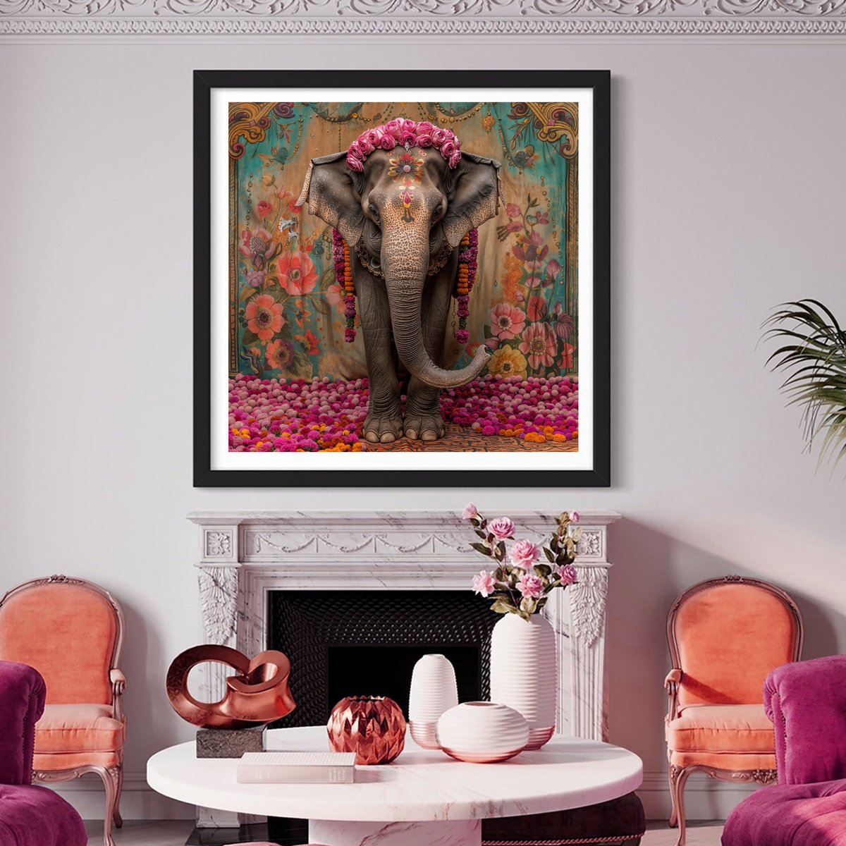Photorealistic Animal Photograph By Michael Filonow, 38 X 38", The Jaipur Elephant Festival 1, Original Artwork