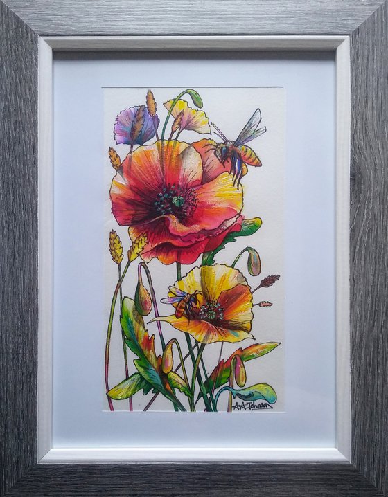 Framed watercolour art - 'Joy'