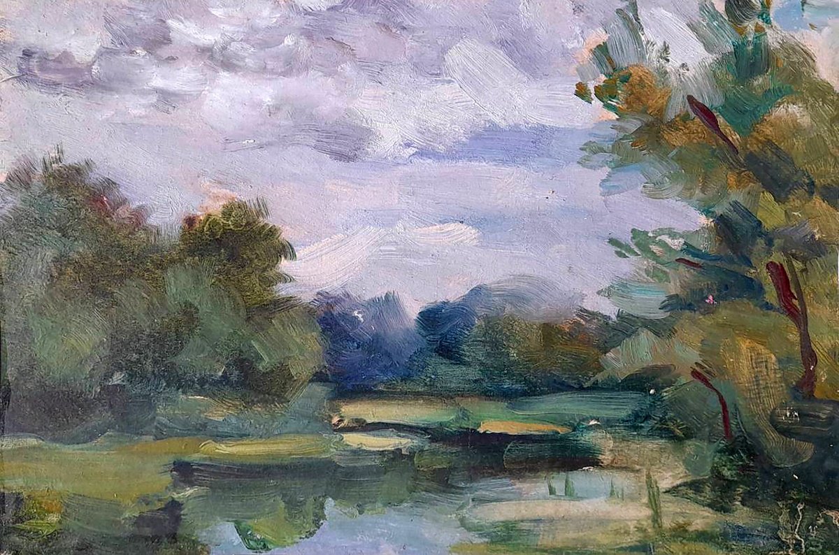 Impressionistic Landscape Oil Painting By Ivan Kovalenko, 11 X 7, Forest Pond, Original Artwork