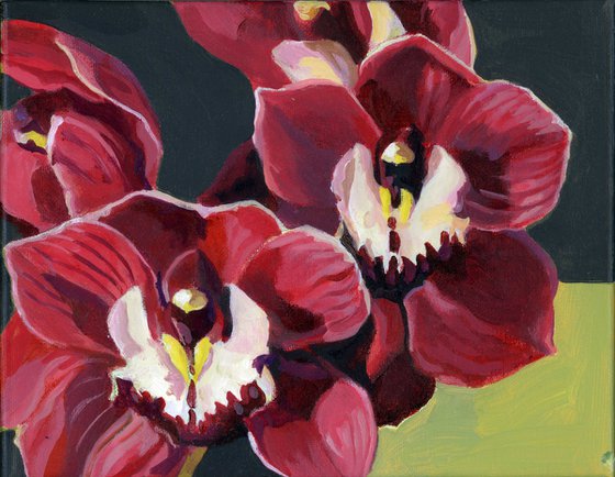 Red orchids acrylic floral