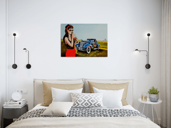 Pin up with vintage car