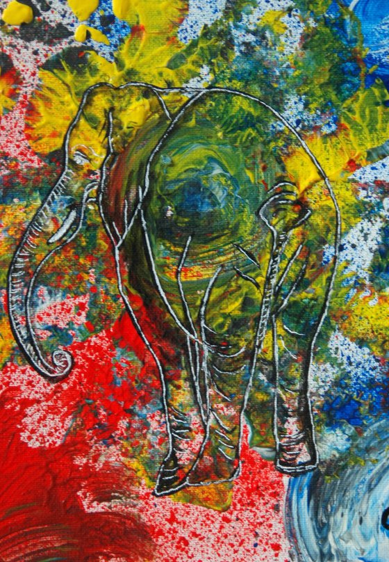 Elephants on confetti