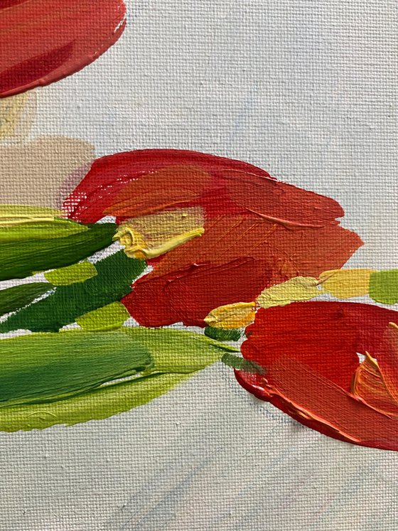 Striped Vase with Tulips