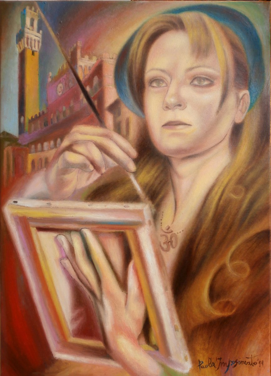 Expressive Portrait Oil Painting By Paola Imposimato, 20 X 28", The Inspiration, Original Artwork