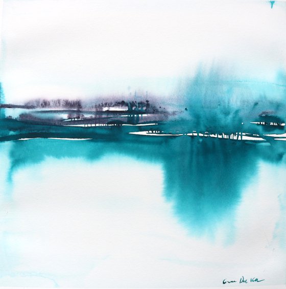 Abstract landscape Painting "Flooded Fields"