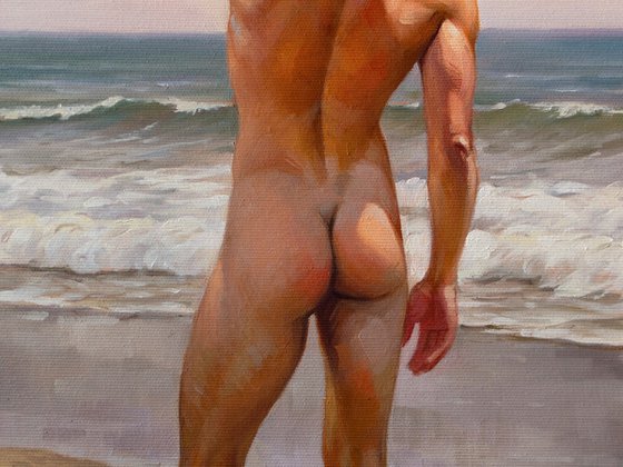 NUDE MAN BY THE SEA