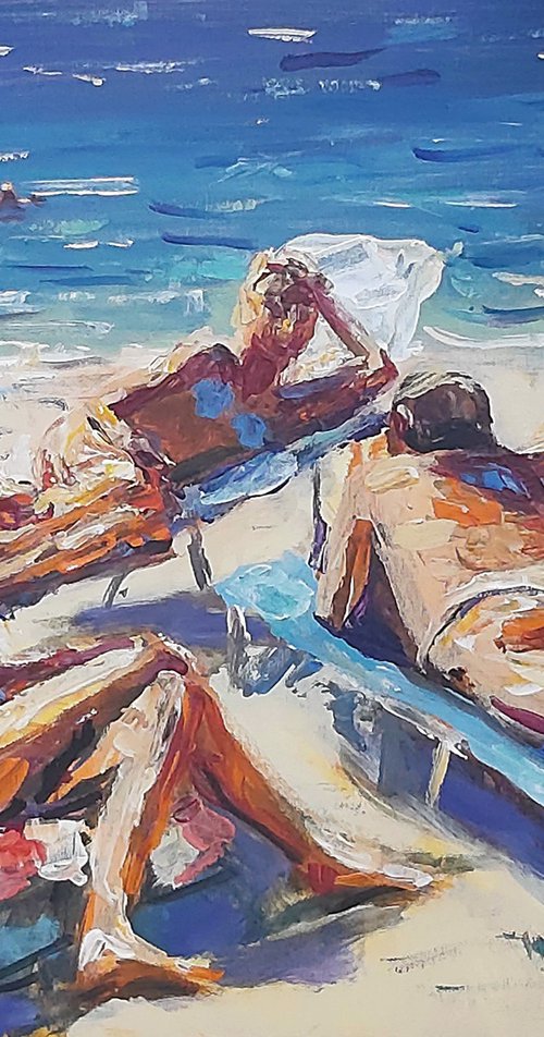 sunbathers by Dimitris Voyiazoglou