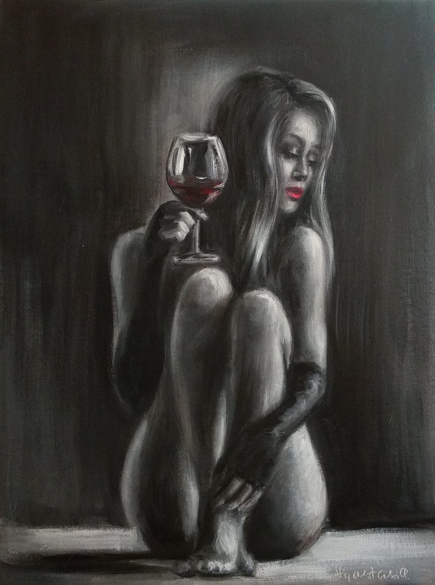 Naked Woman Glass wine by Anastasia Art Line