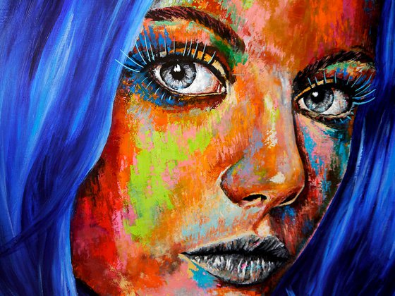 Portrait PachaMama GLÓSÓLI 005 READY TO HANG SUNSET WOMAN ORIGINAL PAINTING ABSTRACT MODERN CONTEMPORARY PAINTING DECORATIVE WALL ART HOME DECOR INTERIOR DESIGN HOTEL LIVING ROOM COLOR