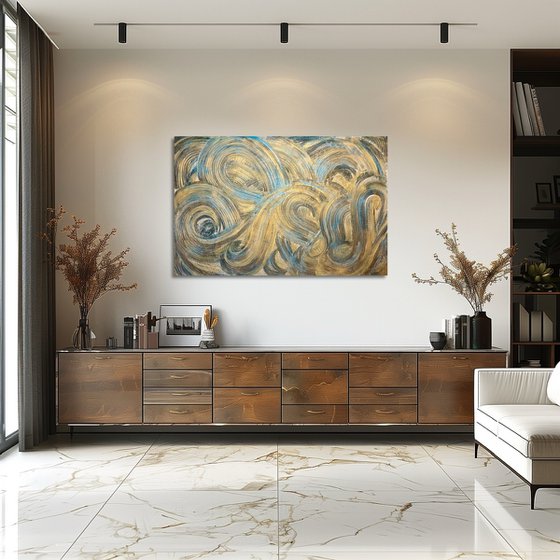 Golden waves 80x120x2 cm