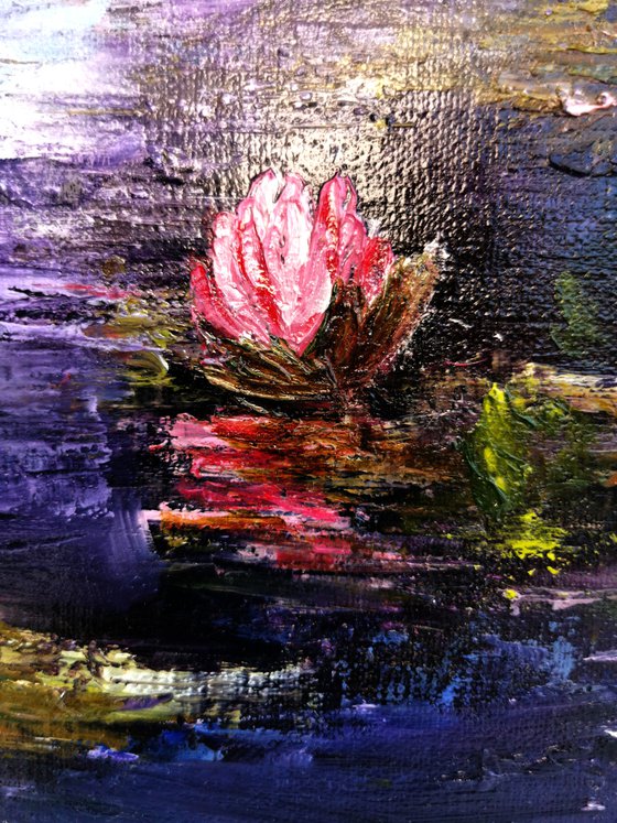Water Lilies oil painting, abstract painting , original artwork