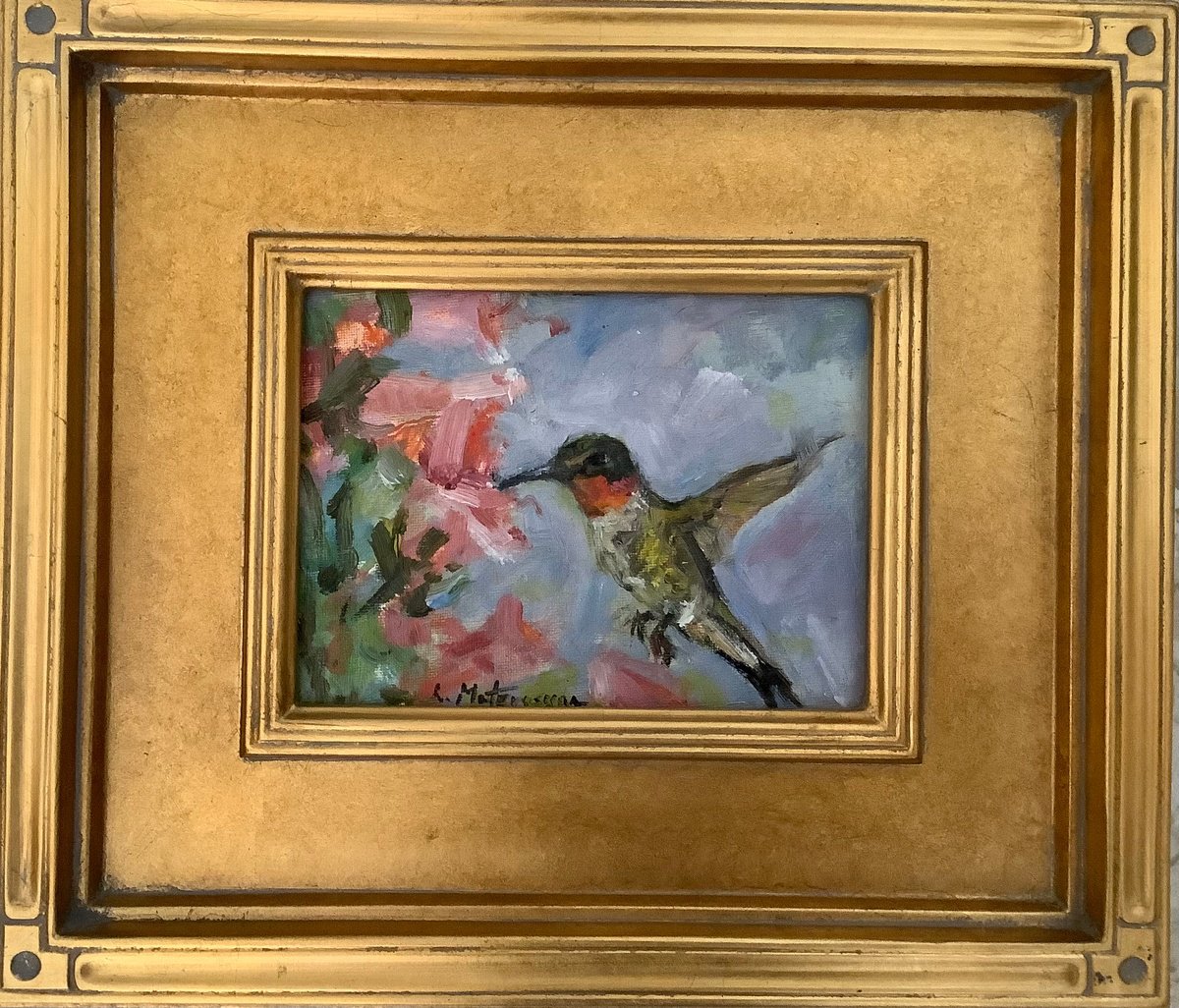 Impressionistic Animal Oil Painting By Lia Matevosyan Haselton, 15 X 13", Morning Snack, Original Artwork