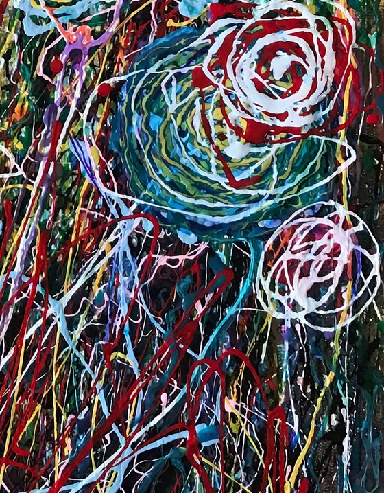 In the Garden of Pollock Abstract 14"x18"x0.5" by OLena Art