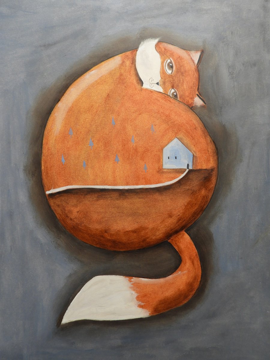 Illustrative Oil Painting , The Red Fox By Silvia Beneforti, 12 X 17, Artwork For Sale On Artfinder