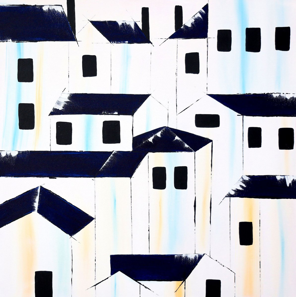 Blue Roofs 21 by Poovi Art Gallery