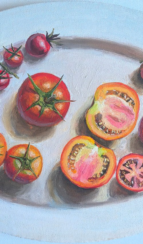 Tomato Oil Painting by Leyla Demir