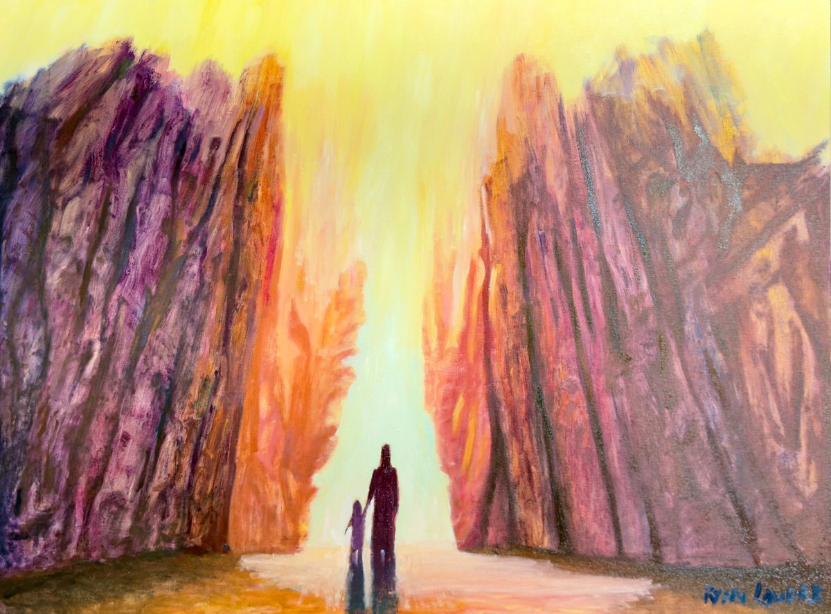 Expressive Abstract Oil Painting By Ryan Louder, 33 X 23", The Doorway, Original Artwork