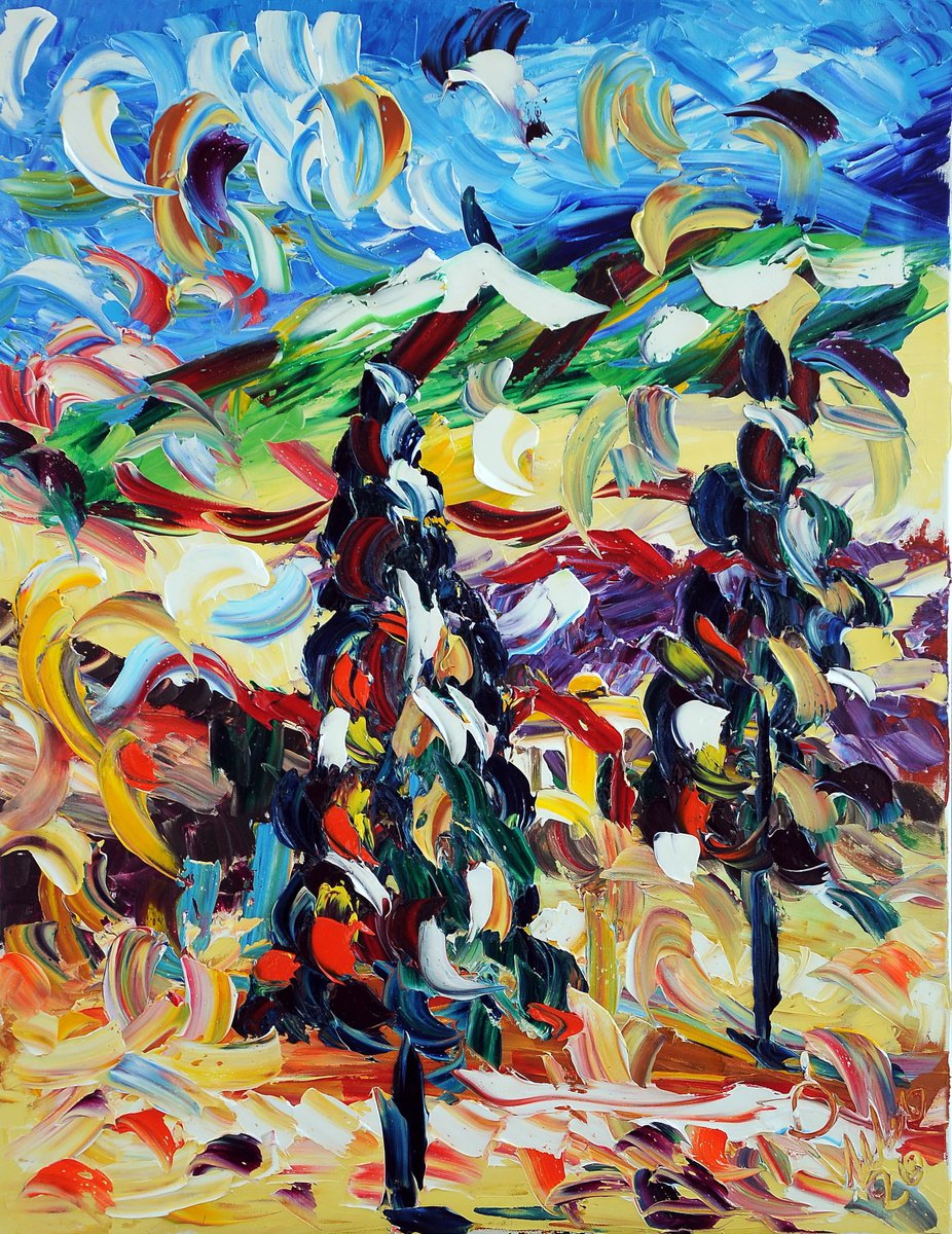 Impressionistic Abstract Oil Painting By Antonino Puliafico, 35 X 24, Liberi, Original Artwork