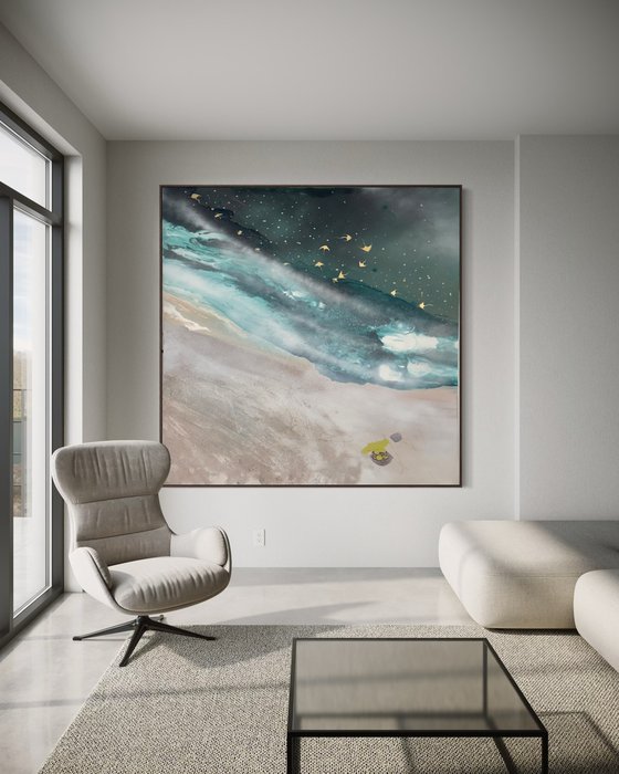 Serene shoreline sand blush  n green