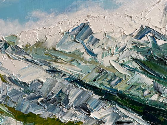 Mountain Original Oil Painting on Canvas, Winter Landscape Large Wall Art, Slovak Home Decor