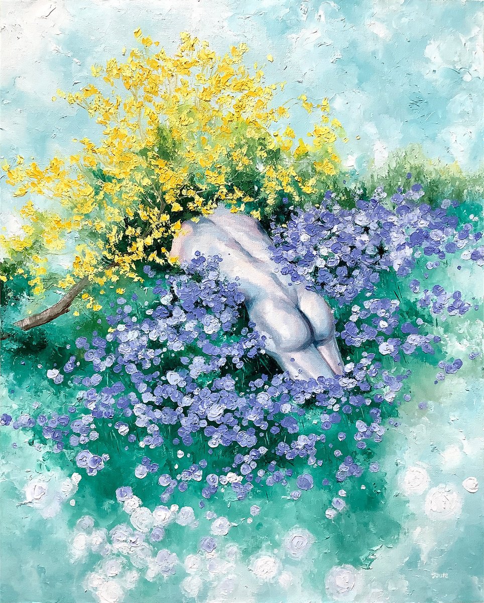 Expressive Landscape Oil Painting By Joule Kim, 16 X 20", Floral Dreamscape, Original Artwork