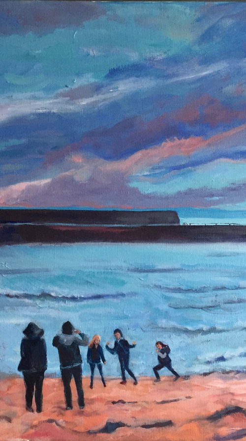 'Family Scene, Pittenweem Harbour, Fife'. by Stephen Howard Harrison