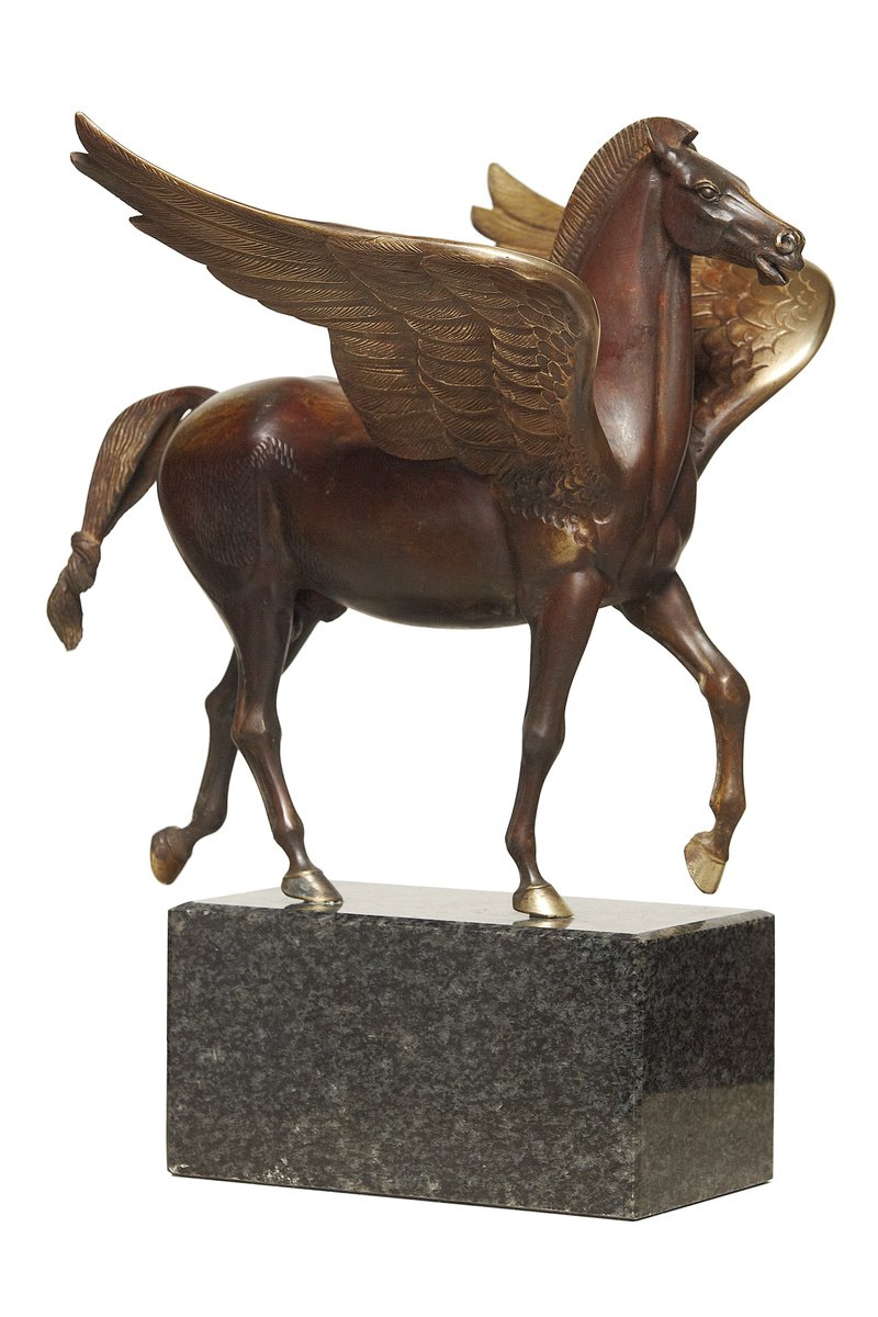 Photorealistic Animal Bronze Sculpture By Krasimir Krastev, 8 X 13", Pegasus, Original Artwork