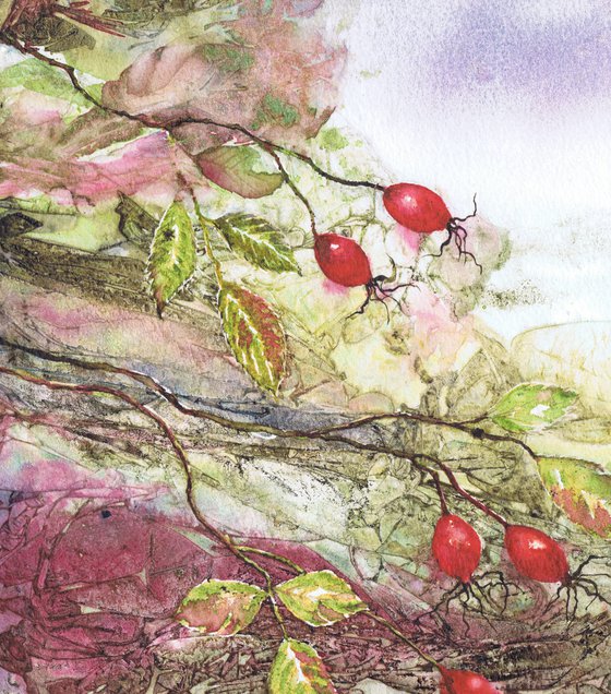 Autumn Abstract with Rosehips
